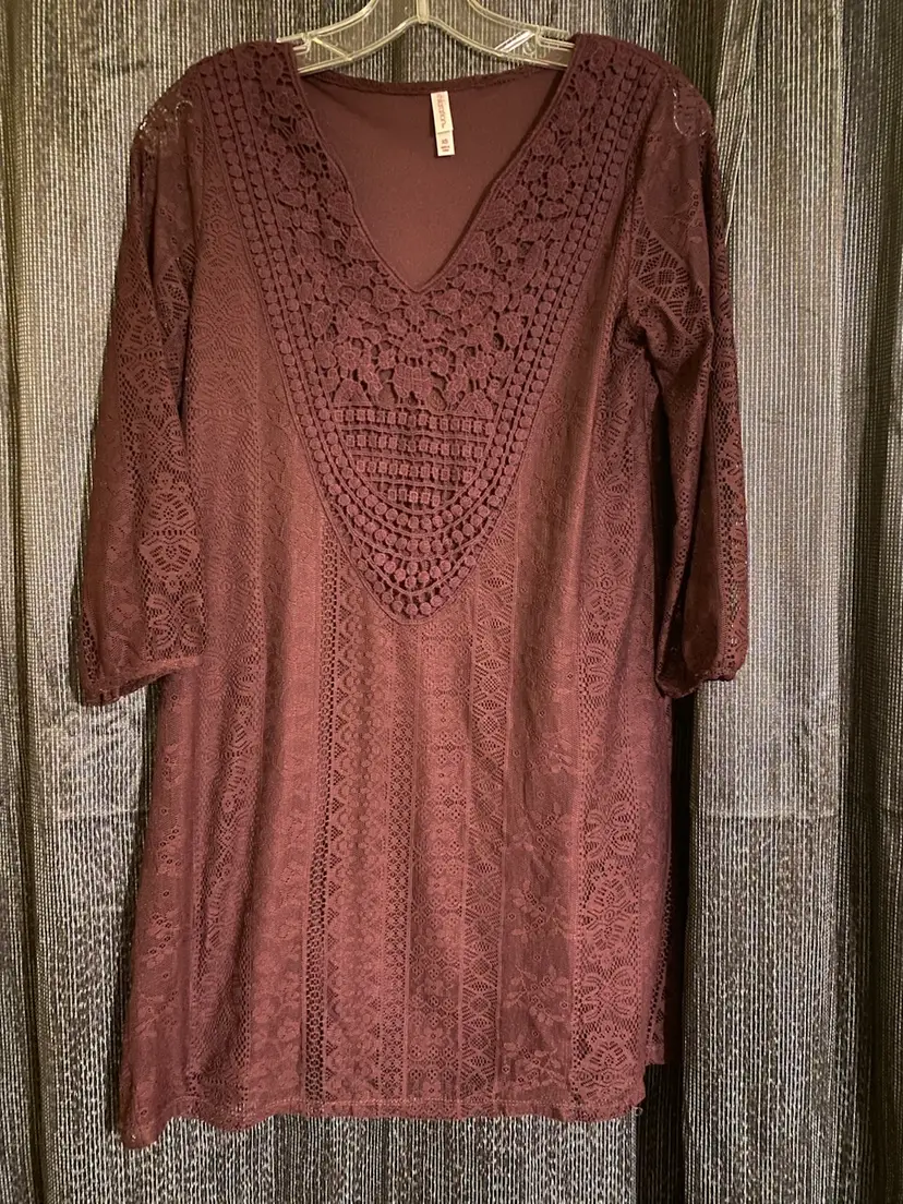 Xhilaration Women's Size XS Deep Purple Lined Lacey Dress