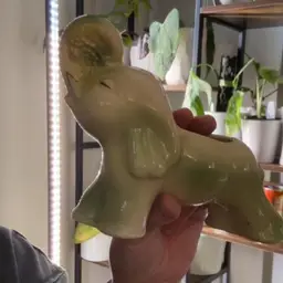 Vintage planter- Shawnee pottery green & cream elephant