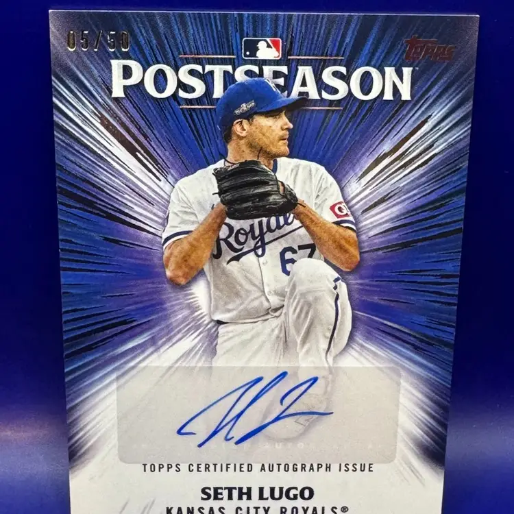 Seth Lugo 2025 Topps Series 2 Postseason Performance Autograph #5/50 Kansas City Royals