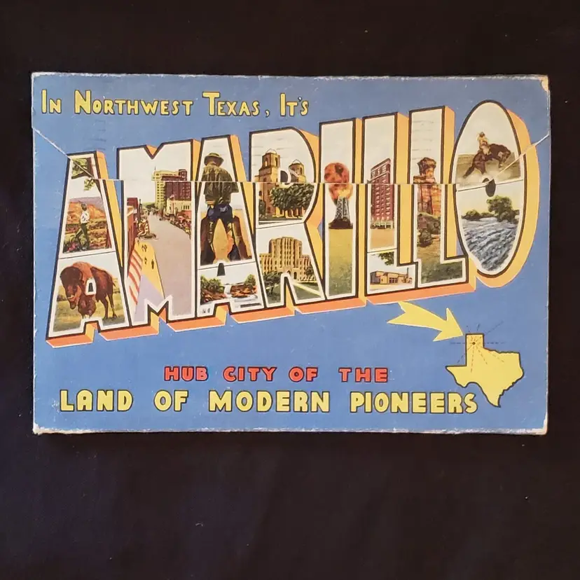Postcard Folder Souvenir AMARILLO Land Of Modern Pioneers Used Vintage