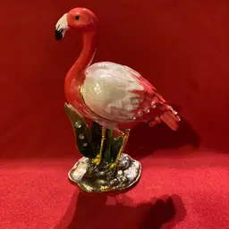 05. Metal Enamel Stoned Flamingo Trinket Box