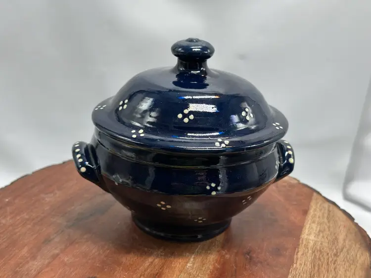 Vintage Soufflenheim Poterie Ph. Lehmann Lidded Bean Dip Bowl Tureen