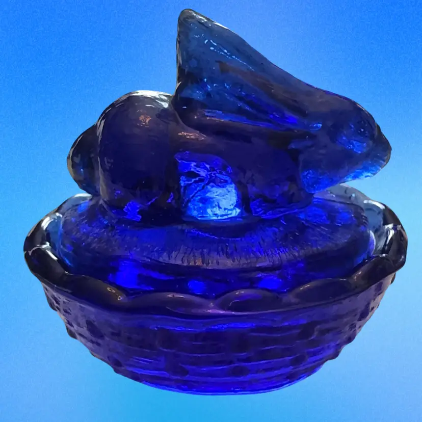 Mini Cobalt Blue Bunny on Nest