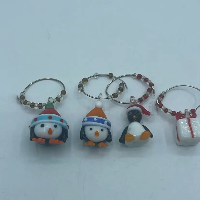 Wine Glass Charms Glass Penguins Present