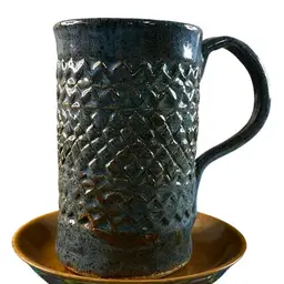 Vintage Extra Large Pottery Coffee Mug 6” Tall 3.5” Wide