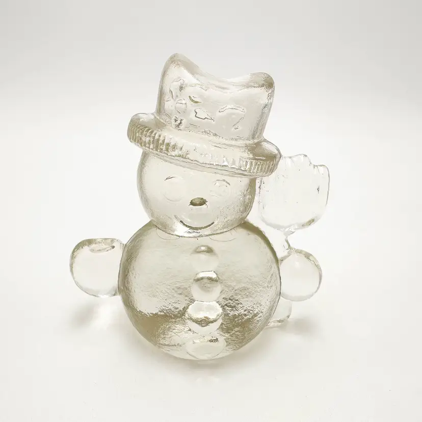 Goebel Glass Snowman Candle Holder Paperweight Signed 4"H 4"W B25