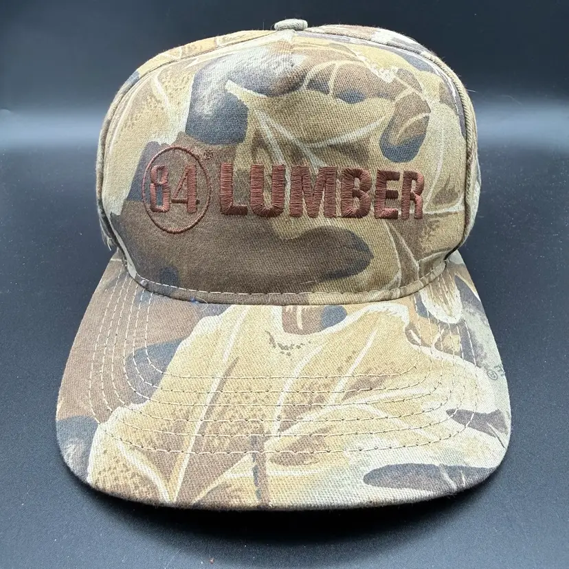 Vintage 84 Lumber Hat Cap Graffiti Camo Embroidered Brown Snapback USA