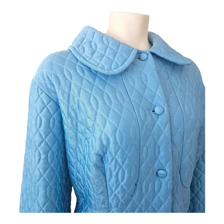 Vintage Spanish 70's Blue Quilted Maxi Robe