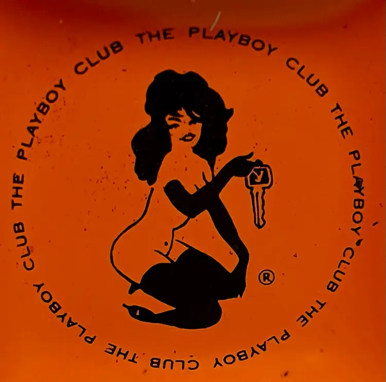VTG 1960s Pin Up Playboy Club Bunny Glass Orange Temptation Key Smoke Dish LOOK