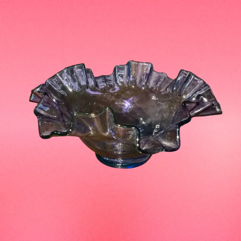 Fenton Art Glass 6" Mulberry Double Crimped Ruffled Bowl