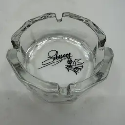Vintage Liberace Clear Glass Round Ashtray Featuring His Signature Piano Candelabra Trinket Dish Home Office Decor