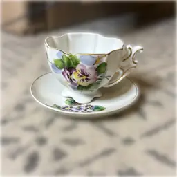1940s Occupied Japan Hand-Painted Pansy Tea Cup & Saucer