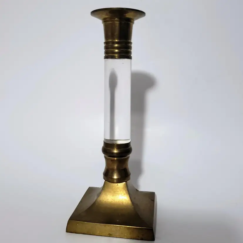 Brass And Lucite Candlestick