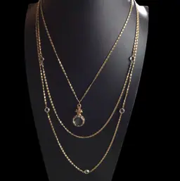 Goldette Carved  Multi Strand Necklace