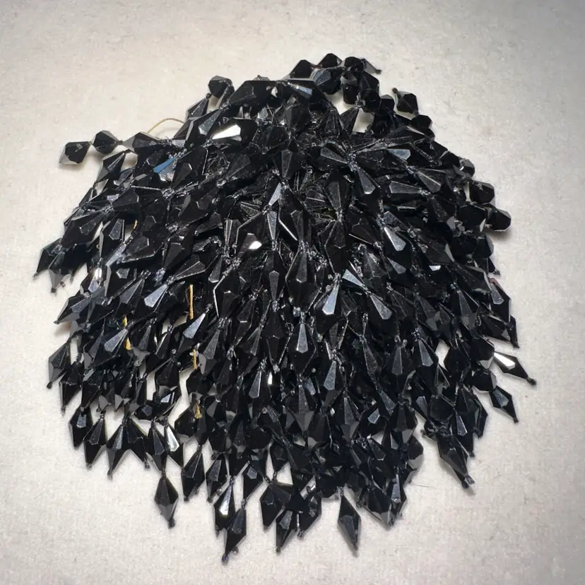 Black beaded Pom Pom brooch