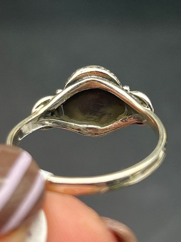 Artisan-Made Sterling Silver 925 Green Turquoise Ring Size 8 – Swirl Accent & Rope Bezel