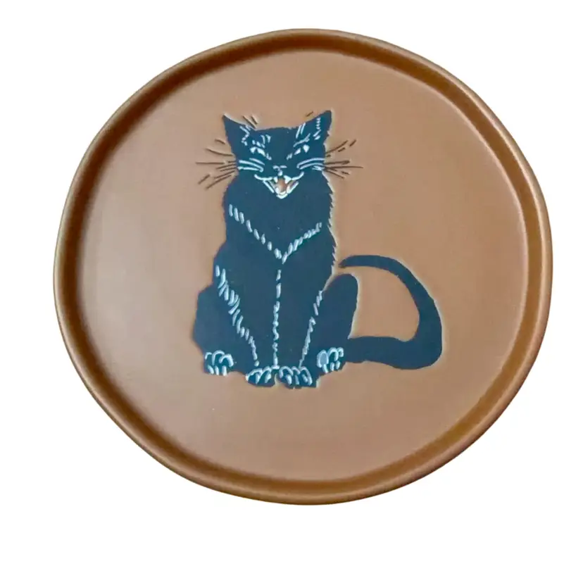 Retired Threshold Black Cat Dish Ceramic