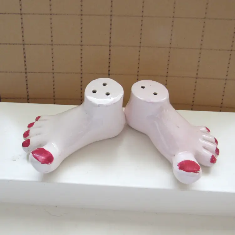 Vtg Feet w/Painted Toenails Salt and Pepper Shaker Set