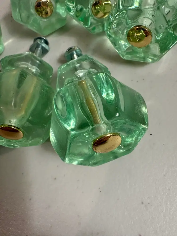 Vintage Style Green Glass Cabinet Knobs