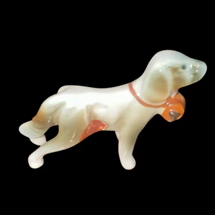 Saint Bernard Dog Figurine Miniature Bone China Hand Painted Vintage