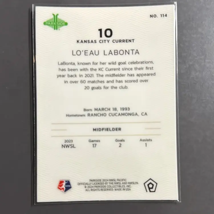 Lo’eau Labonta 2024 Parkside Pacific 24/25 - Kansas City Current - Women’s Soccer