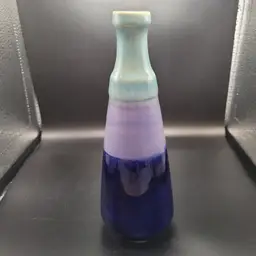 Eduardo Vega Handmade Stoneware Pottery Vase Tri-Color Glaze 7.75 in