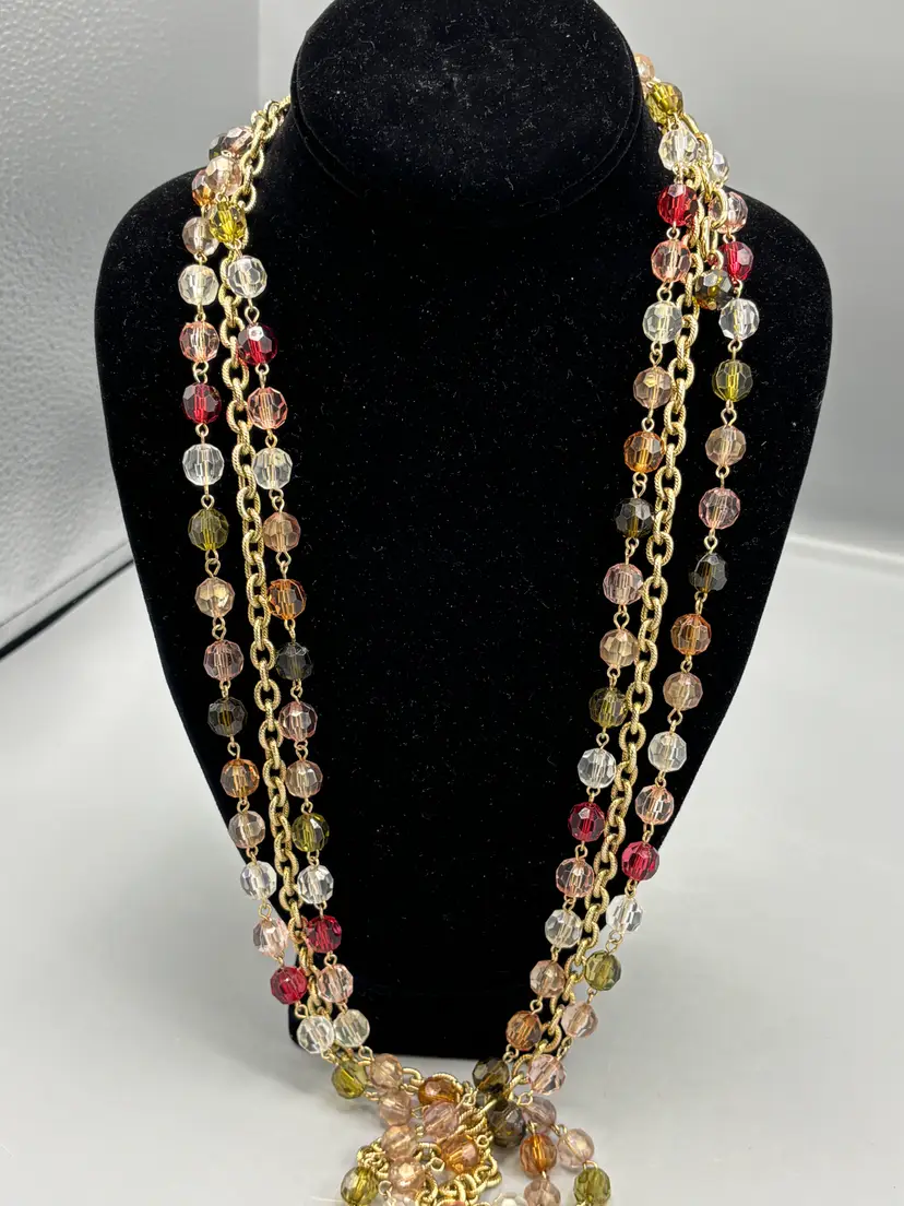 Gold bead strand necklace