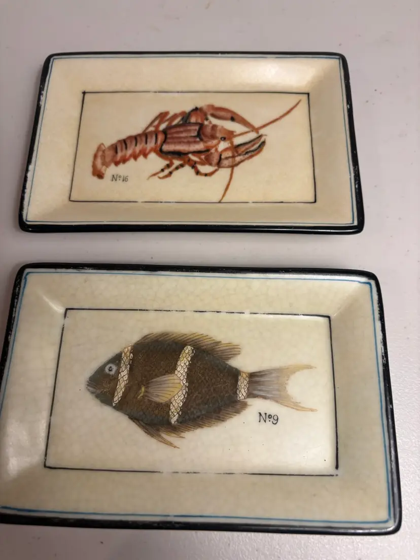 Homart Fish - Hand Painted Ceramic Trinket Dishes MCM Art Decor