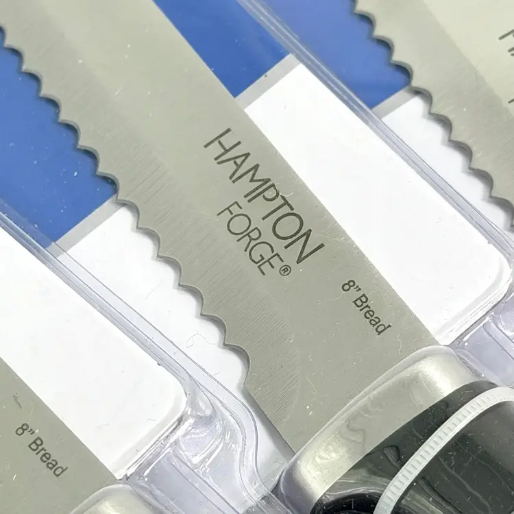 Hampton Forge 8” Serrated Bread Knife Black Handle - Lot of 12