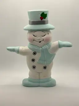 Two Sides Naughty Nice Ceramic Snowman Vintage Cute Kitschy