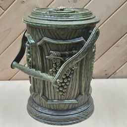 Vintage MCM 1960s Faux Wood Ice Bucket Cooler Barware Green Grapes w Handle