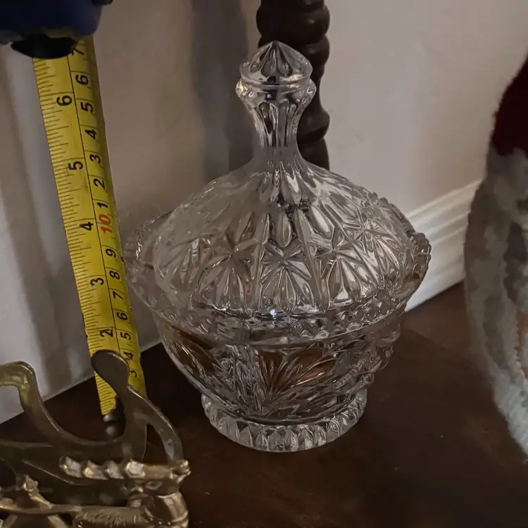 Vintage Anna Hutte Germany 24% Lead Crystal Gold Detailed Lidded Candy Dish