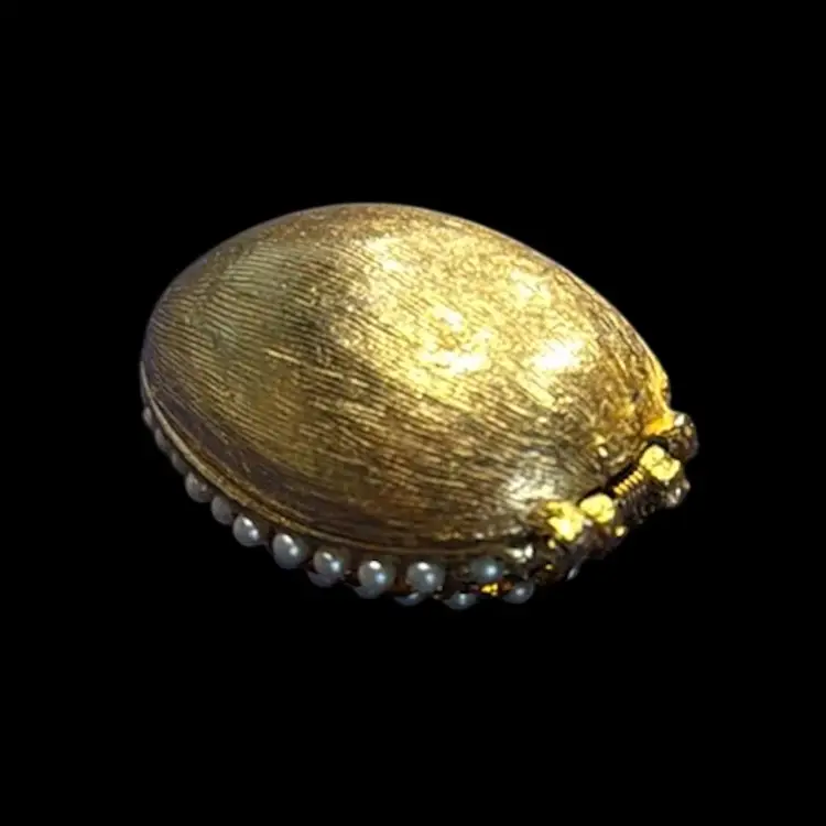 Rare Mini Jewel Embellished Egg Pill Box Trinket Box