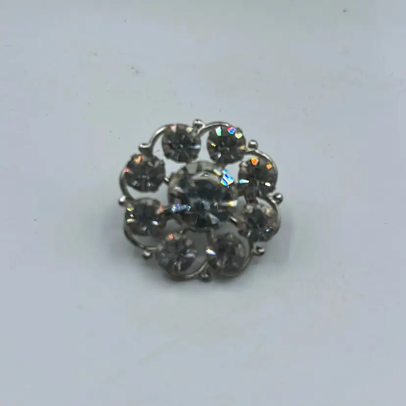 Vintage Rhinestone Brooch, Smoky Colored Rhinestones 1 Inch