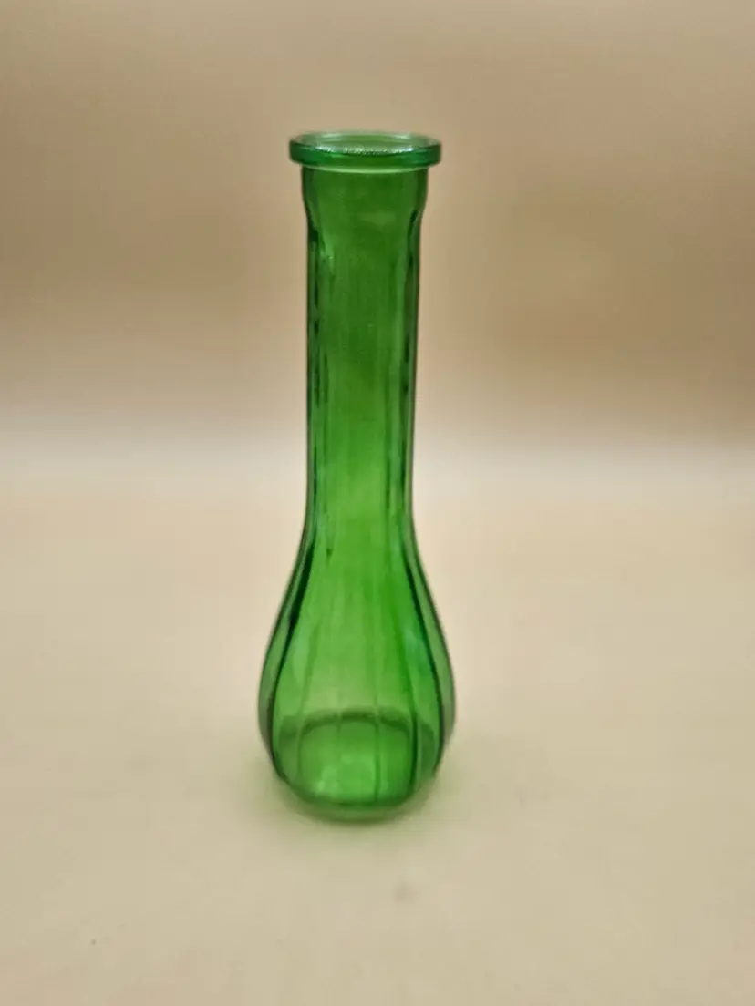 Green 8.5"H Flower Bud Vase, Some Flashing is Worn