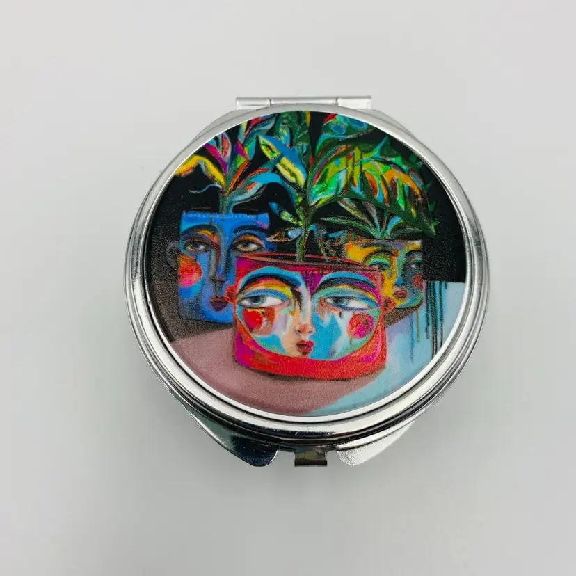 Whimsical Allen Designs Studio Grow Boldly Pill Box with Internal Mirror