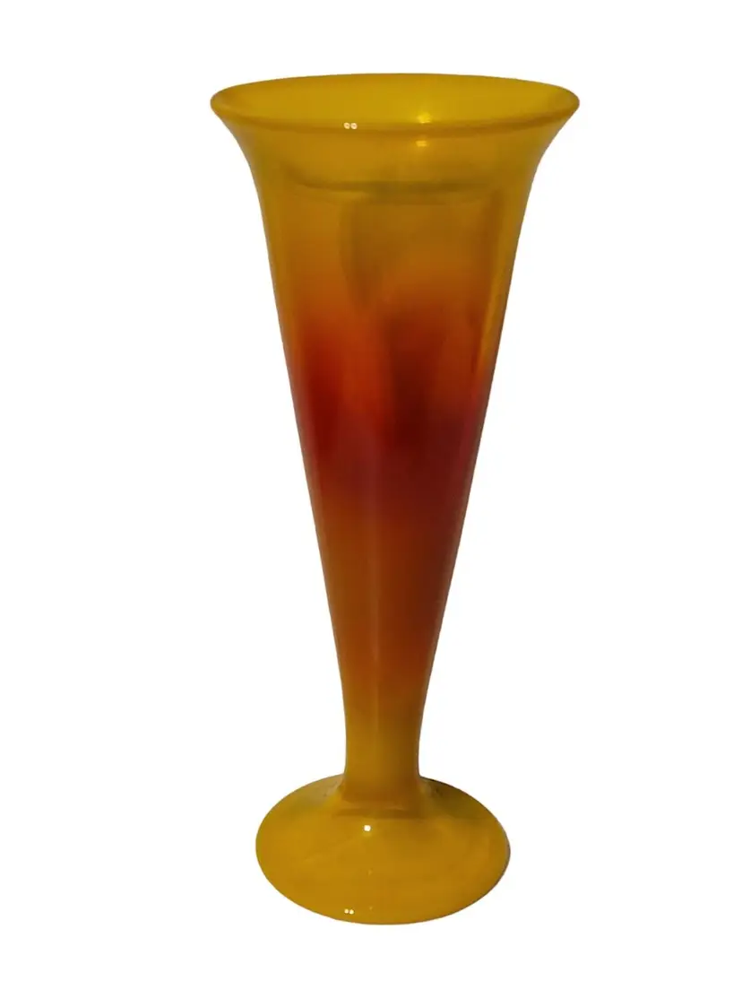 Antique 1920s Co-Operative Flint Glass Co Sunset Amberina Vase 10"