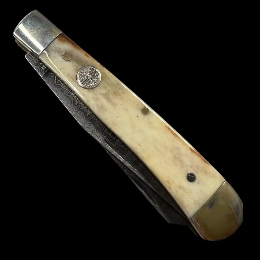 Boker Tree Brand 2 Blade Damascus II Trapper Smooth Bone Vintage Folding Pocket Knife. Original Box. 🇺🇸USA Shipping Only. Great Knife For Man Cave,Pocket Knife Collectors, EDC, Father’s Day!
