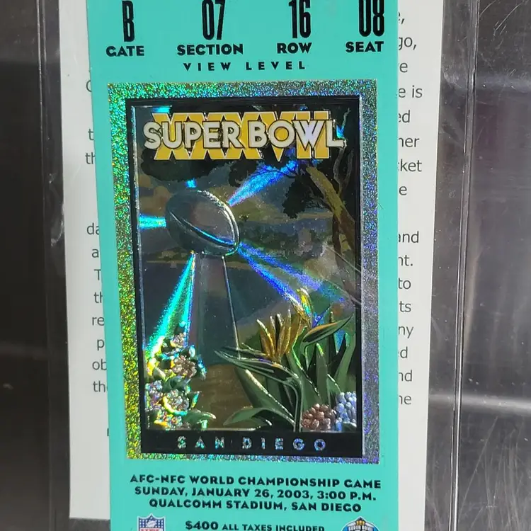 Super Bowl 37 XXXVII Ticket Stub 2003 Buccaneers Raiders Pin & Lanyard