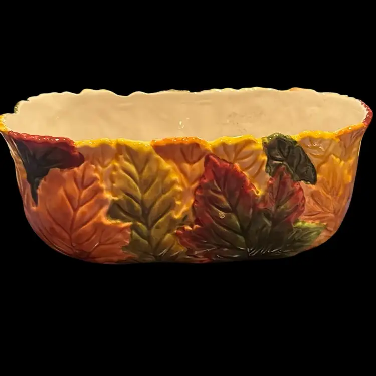 FTD Oval Bowl Dish Planter Autumn Leaves