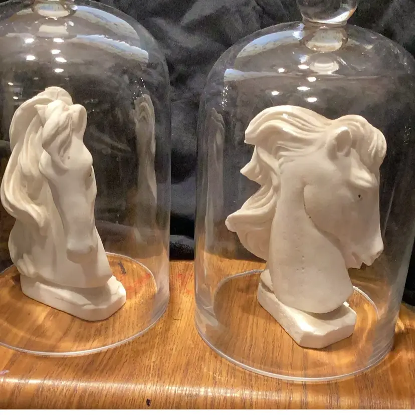 Salt Horse Statues In Glass Domes