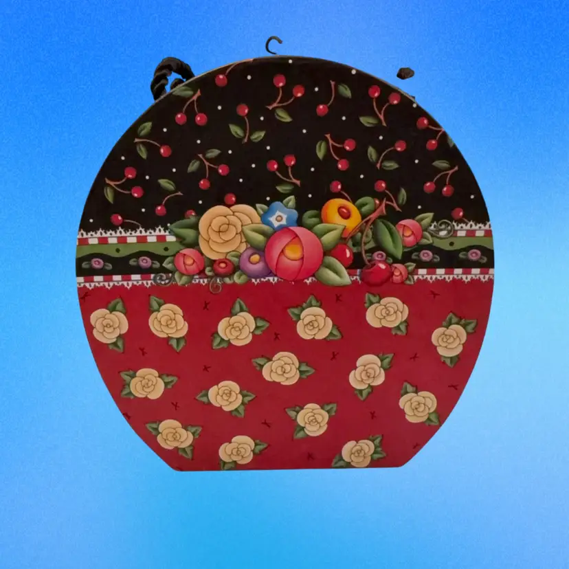 Mary Engelbreit Round Cardboard Box Purse 7 3/4” Tall X 7 1/4” Wide 2” Deep