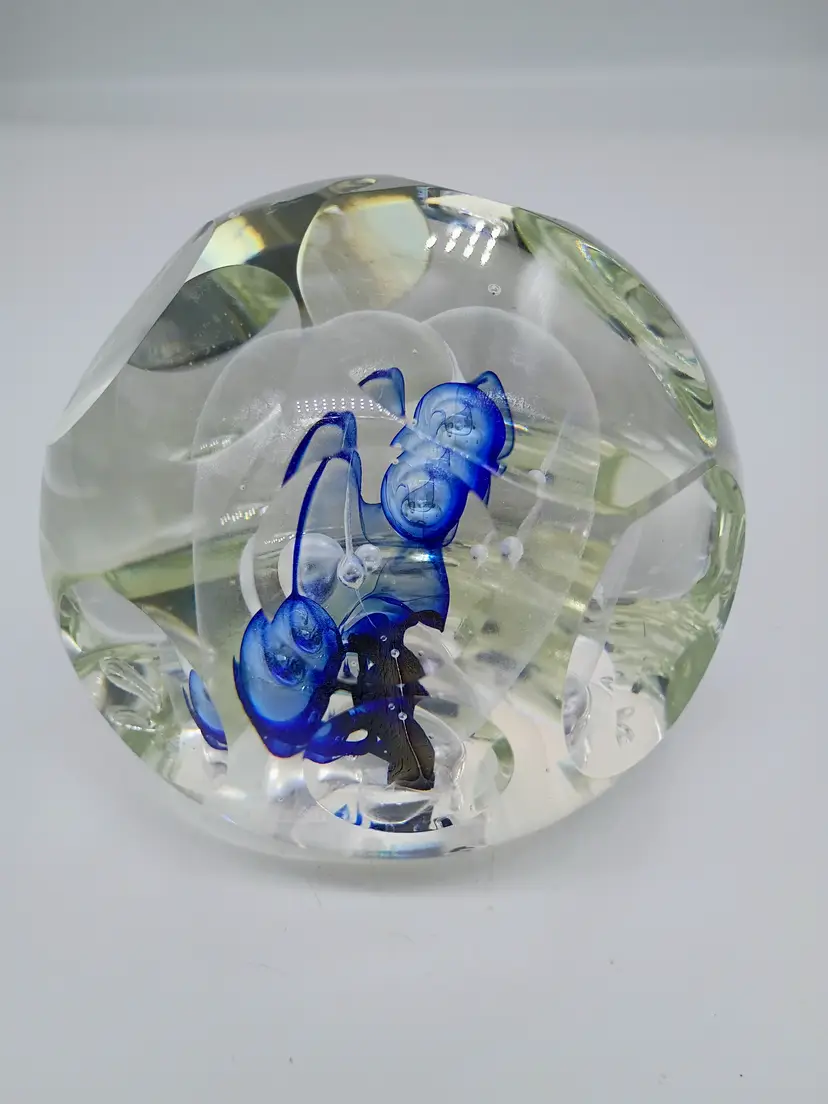 Rare Karg Signed Multiwindowed / Faceted Art Glass Paperweight Sculpture 4.5"