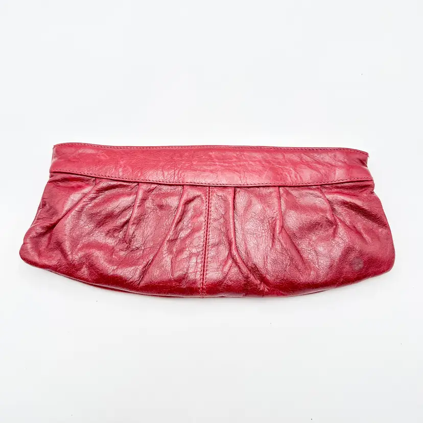 ALDO Red Leather Clutch Handbag Removable Strap 11" x 5" B25