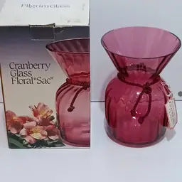 Cranberry Pilgrim Glass Floral Sac Vase