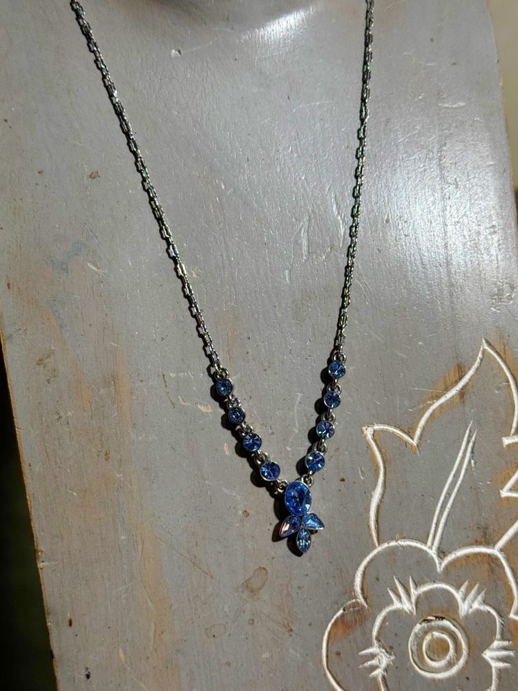 Givenchy Blue Crystal Necklace 16”