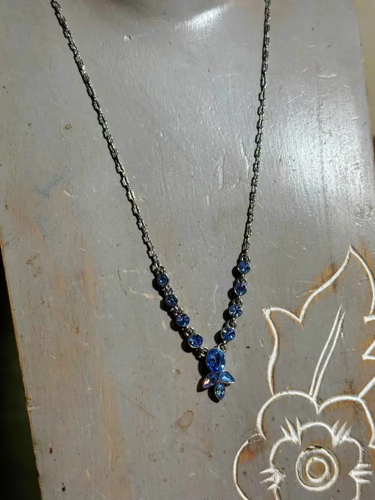 Givenchy Blue Crystal Necklace 16”