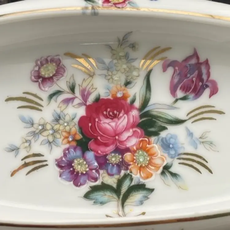 Vintage Handpainted Porcelain Celery/Olive Dish - Oval Shaped 10.75" Long