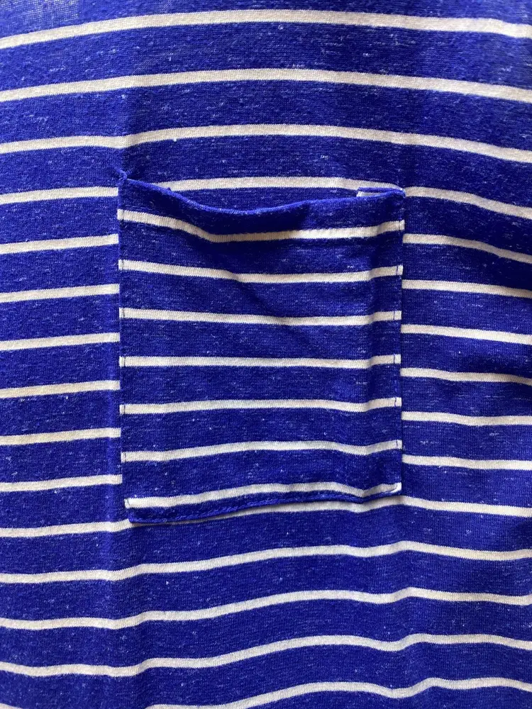 UMGEE USA Shirt Womens 2XL Blue Striped Lace Trim Oversized Cold Shoulder Casual