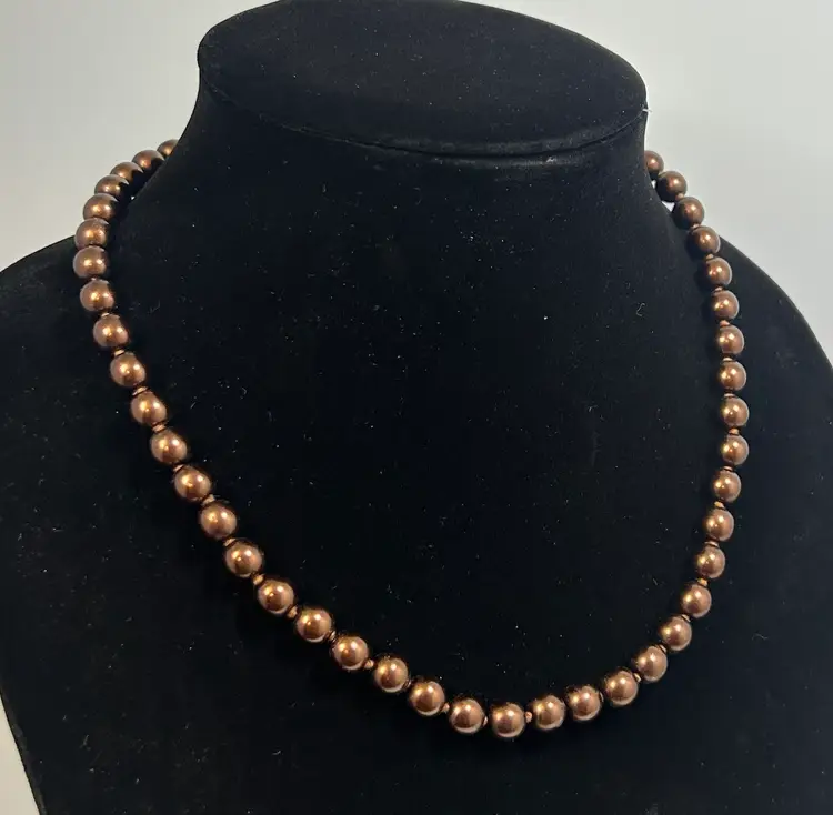 Vintage Brown Plastic Bead Fish Hook Clasp 19"